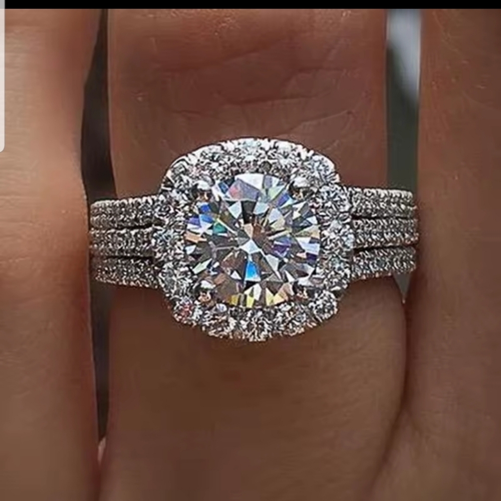 #50 Trendy Brilliant Cubic Zirconia Luxury Engagement Ring Fashion Jewelry